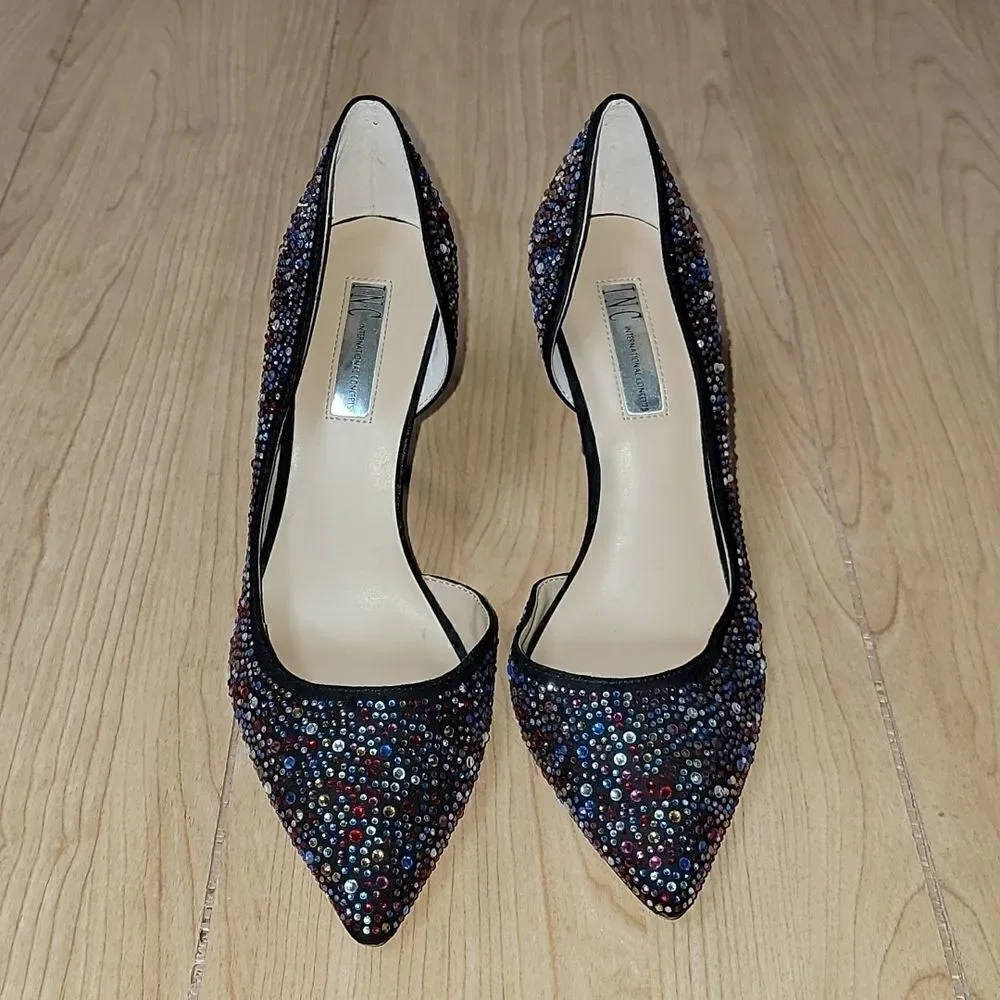 𝅺INC INTERNATIONAL CONCEPTS KENJAY D'ORSAY BLACK SEQUINED PUMPS, SIZE 9.5